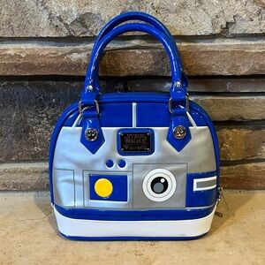 Star Wars Loungefly R2D2 Blue and Silver Faux Patent Leather Bag